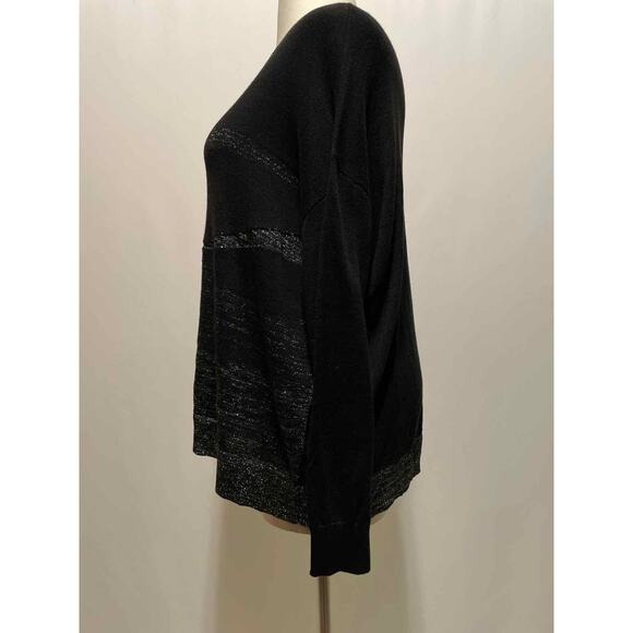 Size 2X Sejour Black and Silver Print Casual Top - Picture 2 of 4